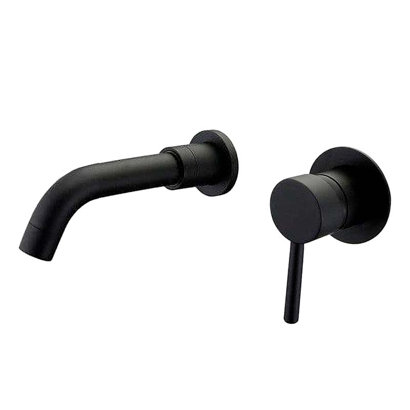 Grifo lavabo empotrado redondo monomando negro mate ca o 15 cm