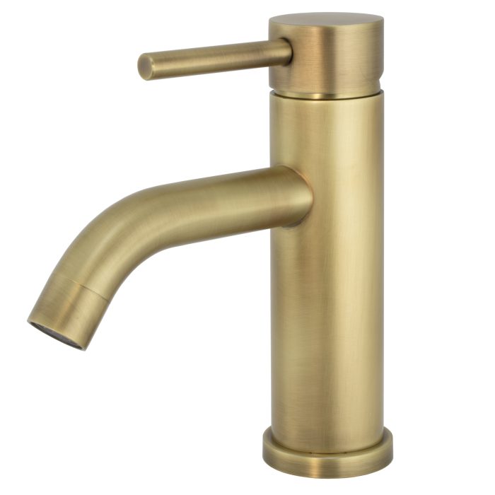 Grifo de lavabo monomando redondo dorado envejecido - Serie Jabalón
