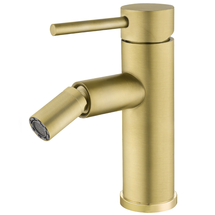 Grifo de bidet monomando redondo dorado envejecido - Serie Jabalon