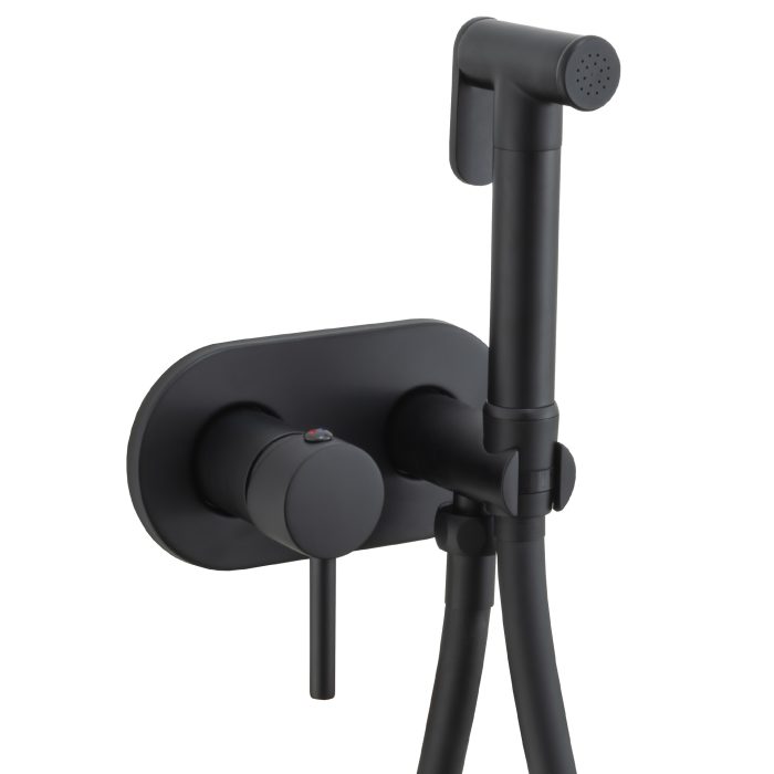 Grifo de bidet empotrado redondo negro mate- Serie Jucar