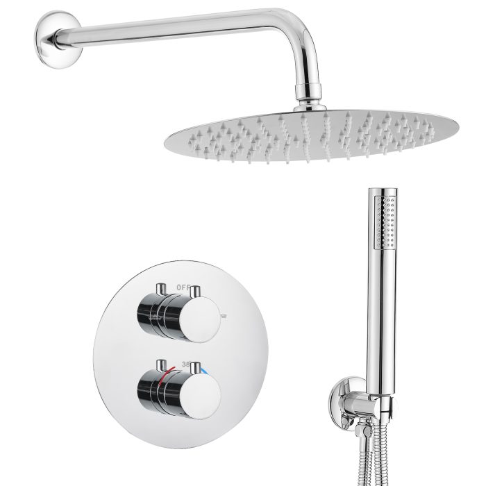 Ducha empotrada termostática pared redonda cromada - Serie Jucar