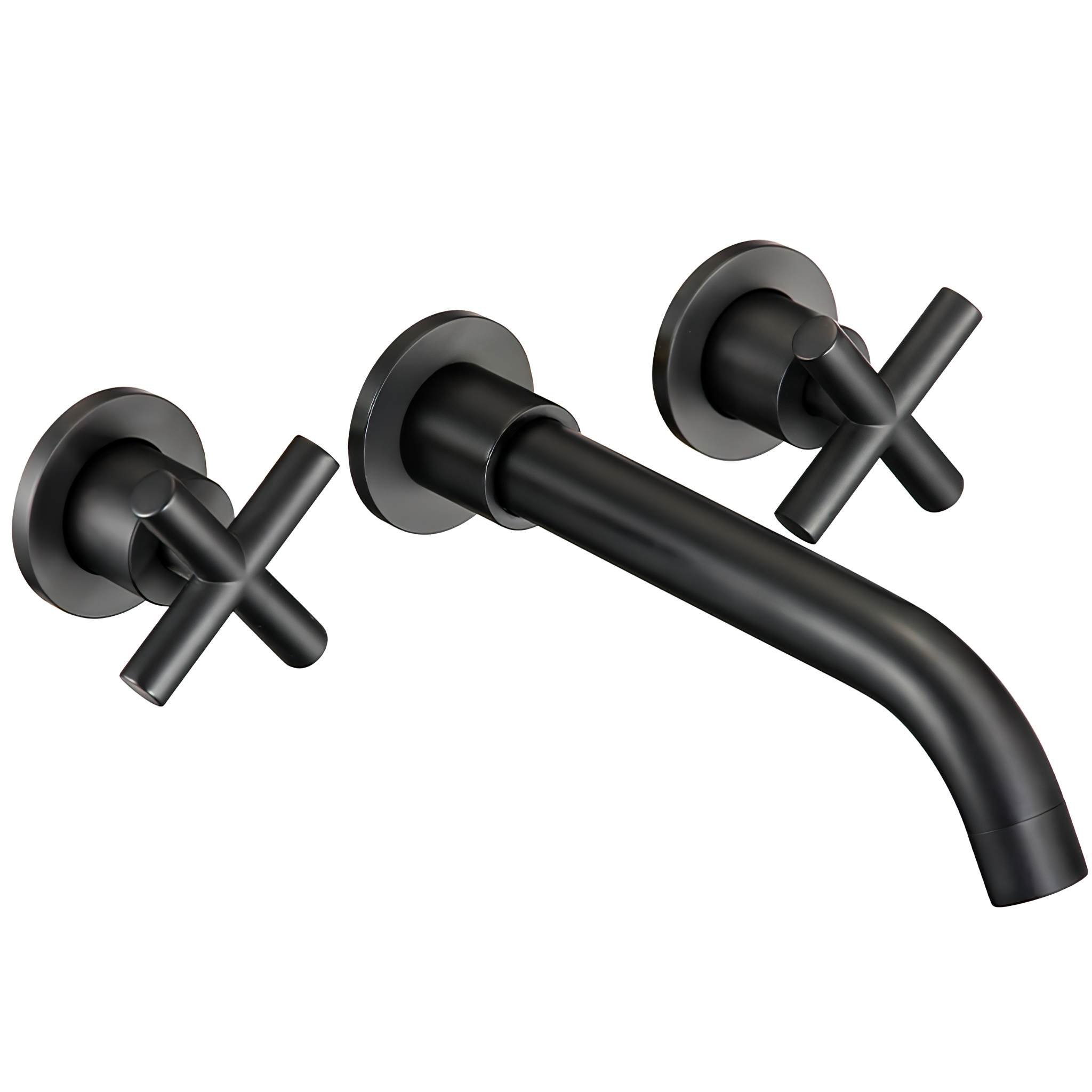 Grifo de lavabo empotrado redondo bimando negro mate con caño de 21CM - Serie Nalon