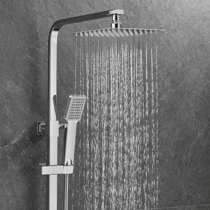 Barra de ducha monomando cuadrada ajustable hasta 120CM cromada - Serie Segura - immagine 3