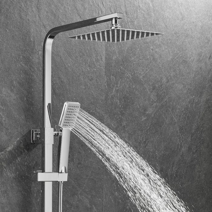 Barra de ducha monomando cuadrada ajustable hasta 120CM cromada - Serie Segura - immagine 4