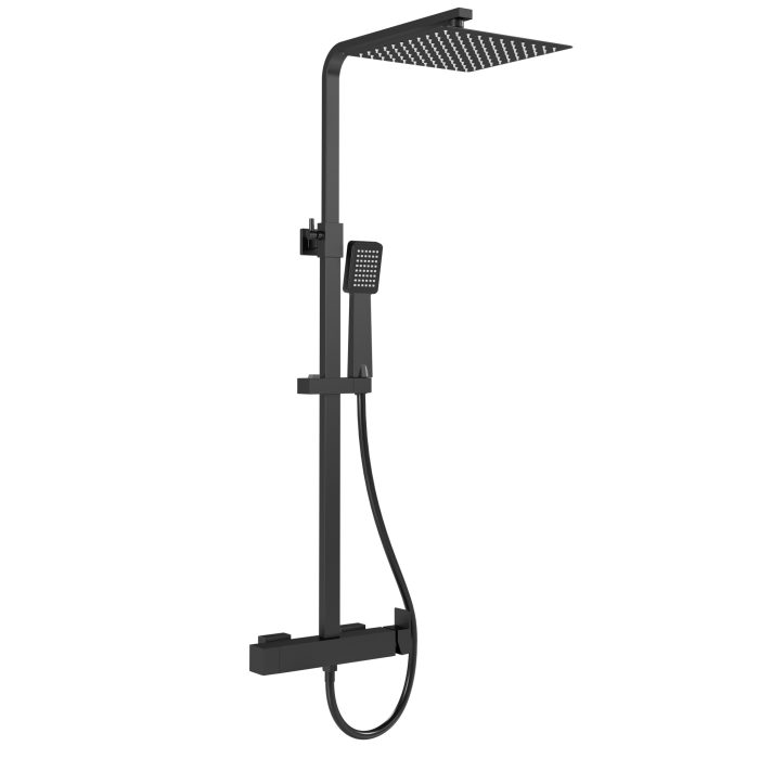 Barra de ducha monomando cuadrada ajustable hasta 120CM negro mate serie Segura