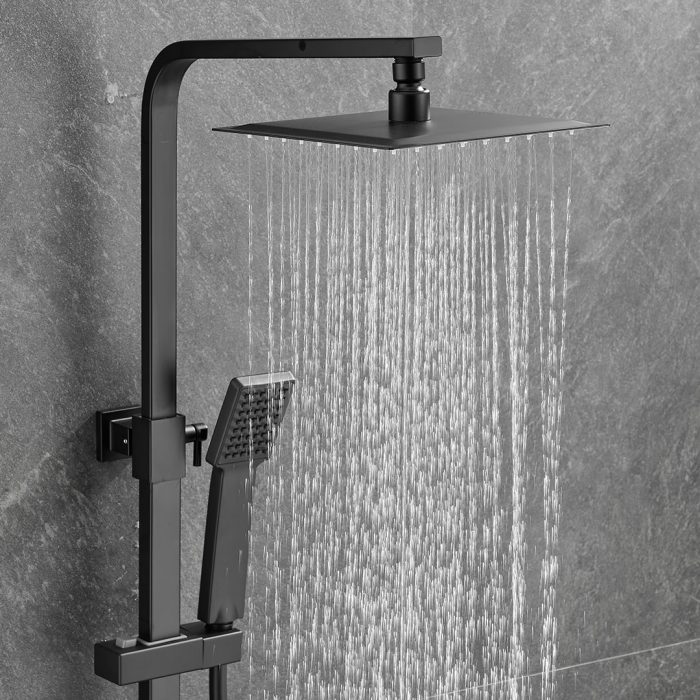 Barra de ducha monomando cuadrada ajustable hasta 120CM negro mate serie Segura - Imagen 3