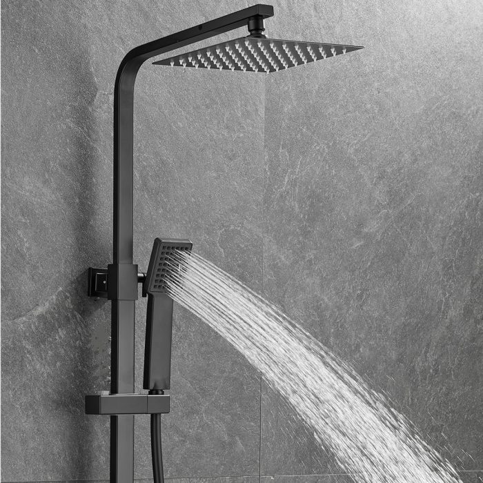 Barra de ducha monomando cuadrada ajustable hasta 120CM negro mate serie Segura - Imagen 4