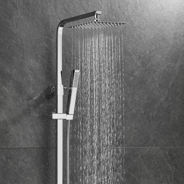 Barra de ducha termostática cuadrada ajustable hasta 120CM cromada - Serie Segura - immagine 3