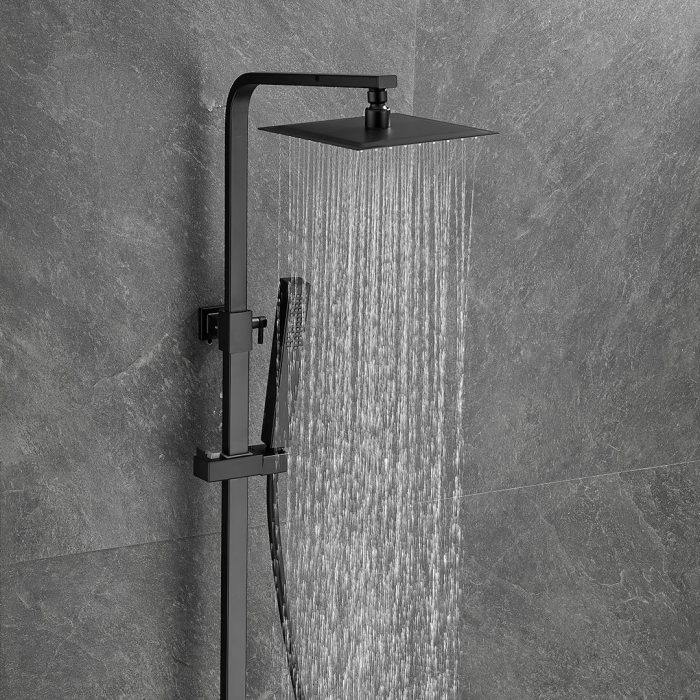 Barra de ducha termostática cuadrada ajustable hasta 120CM negro mate - Serie Segura - immagine 3