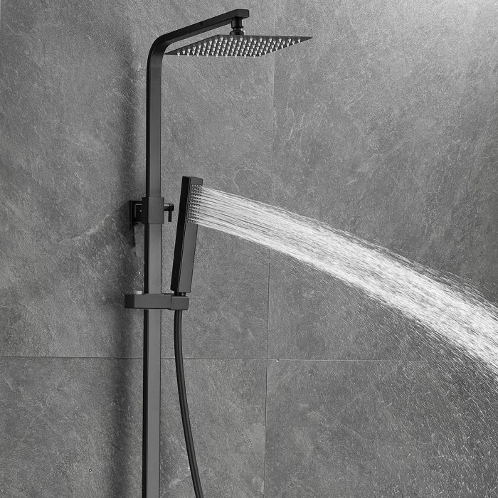 Barra de ducha termostática cuadrada ajustable hasta 120CM negro mate - Serie Segura - immagine 4