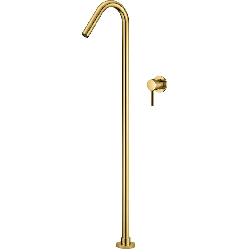 Grifo de banera exenta empotrado redondo monomando dorado cepillado Serie Jucar VALAZ Fabricacion y comercializacion de griferia