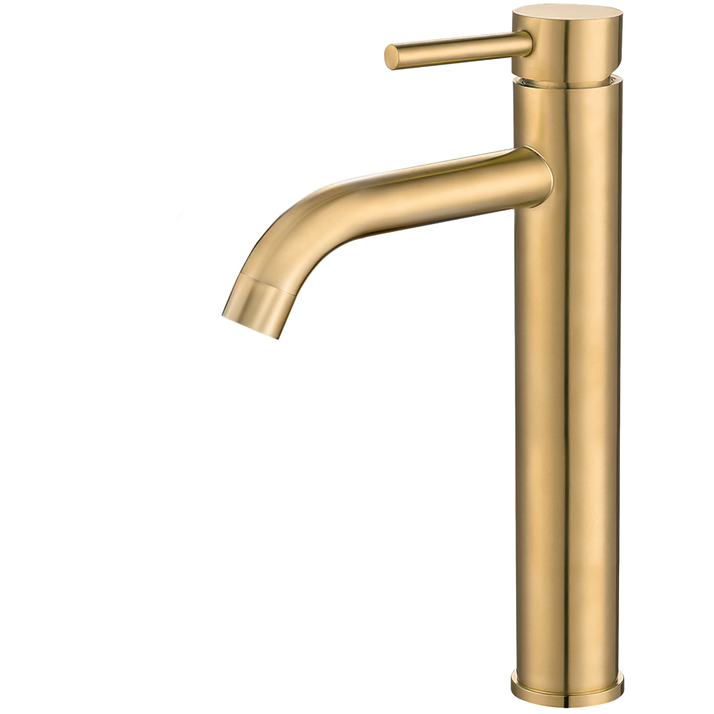 Comprar Grifo lavabo monomando alto pica dorado cepillado giratorio  encastrado online