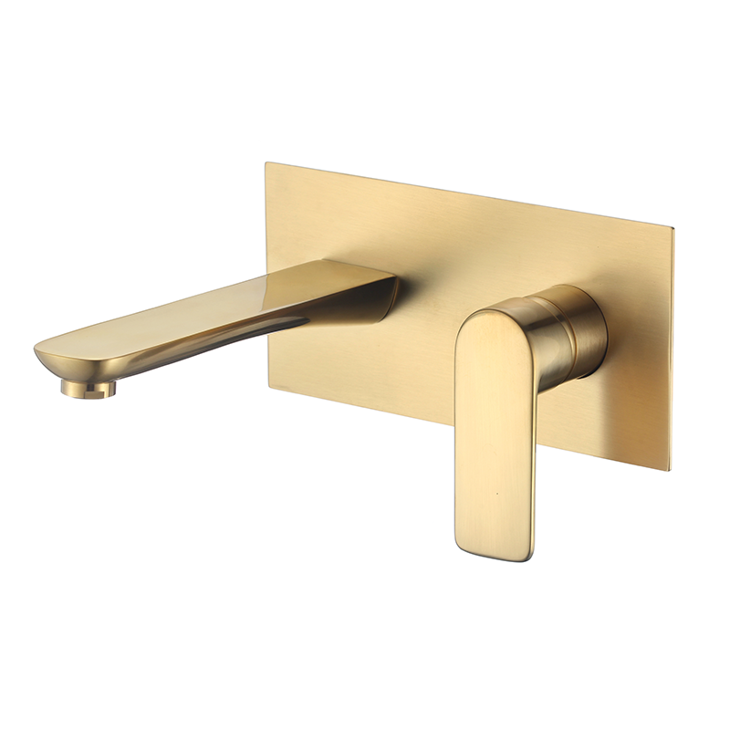 Grifo de lavabo empotrado ovalado con embellecedor cuadrado dorado  cepillado serie sil – VALAZ – Fabricación y comercialización de grifería