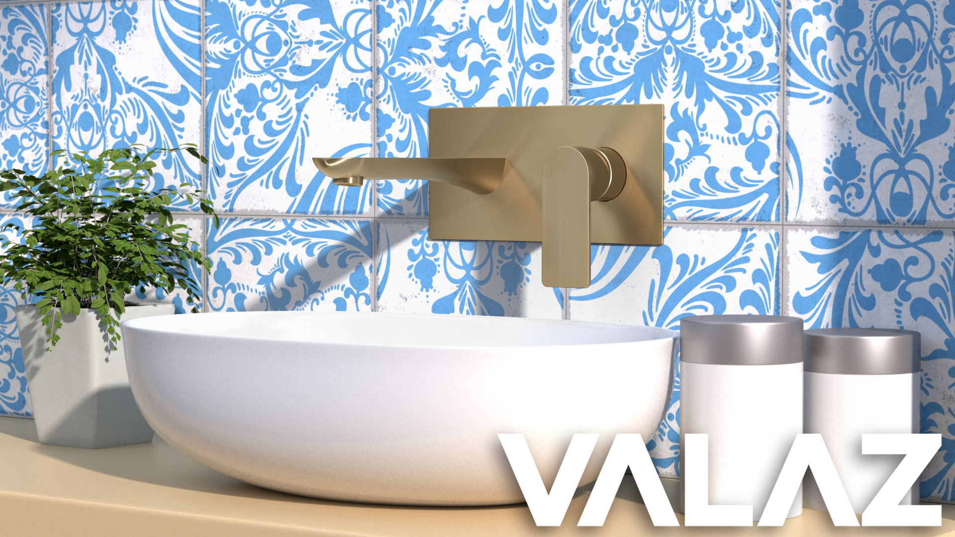 Grifo de lavabo empotrado ovalado con embellecedor cuadrado dorado  cepillado serie sil – VALAZ – Fabricación y comercialización de grifería