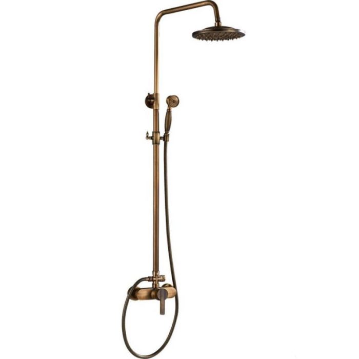 Barra de ducha vintage ajustable hasta 120CM dorada envejecida retro monomando - Serie Ulla
