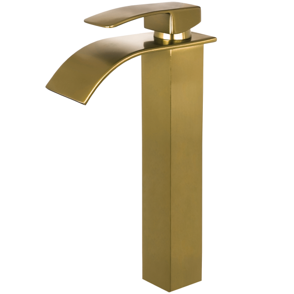 Grifo de lavabo empotrado ovalado con embellecedor cuadrado dorado  cepillado serie sil – VALAZ – Fabricación y comercialización de grifería