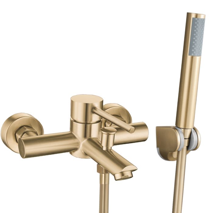 Grifo de bañera / ducha monomando oro mate con protección PVD - Serie Palancia