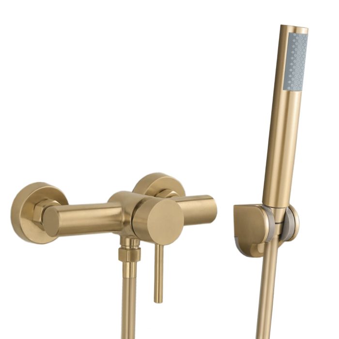Grifo de ducha monomando oro mate con protección PVD - Serie Palancia
