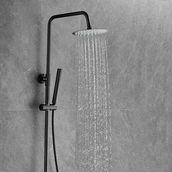 Barra de ducha termostática redonda ajustable hasta 120CM negro mate - Serie Birim - Imagen 3
