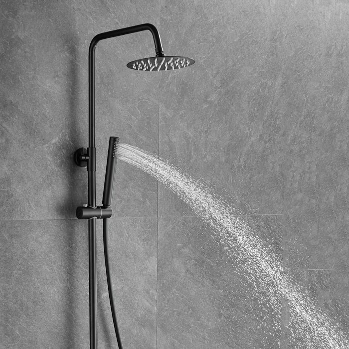 Barra de ducha termostática redonda ajustable hasta 120CM negro mate - Serie Birim - Imagen 4