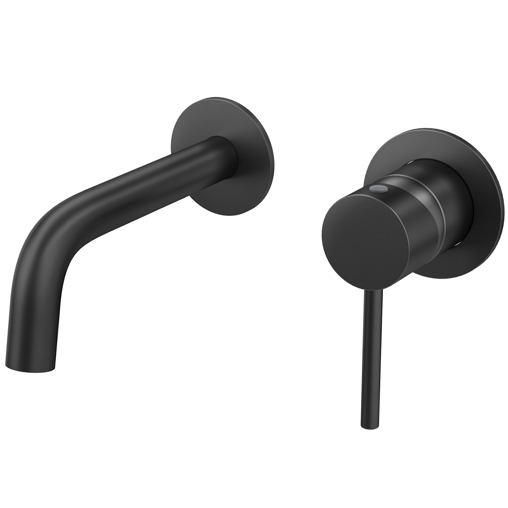 Grifo lavabo empotrado redondo monomando negro mate con caño de 15CM fino y fijo - Serie Deva