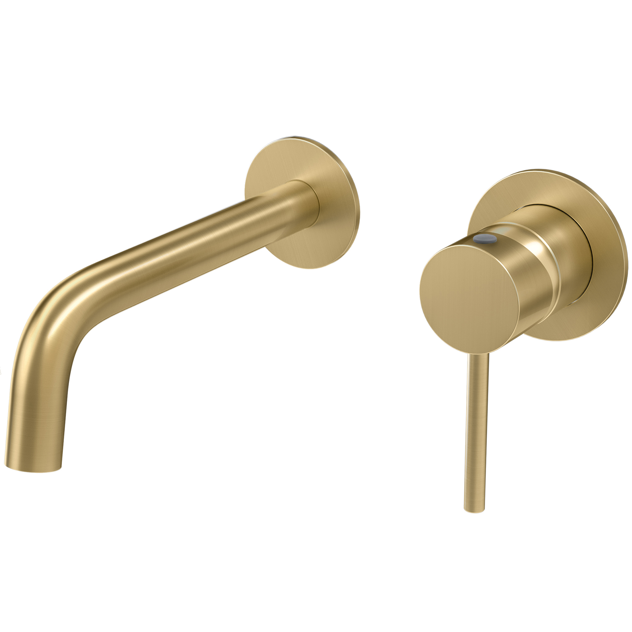 Grifo lavabo empotrado redondo monomando con caño de de 21CM fino y fijo oro mate con protección PVD - Serie Deva