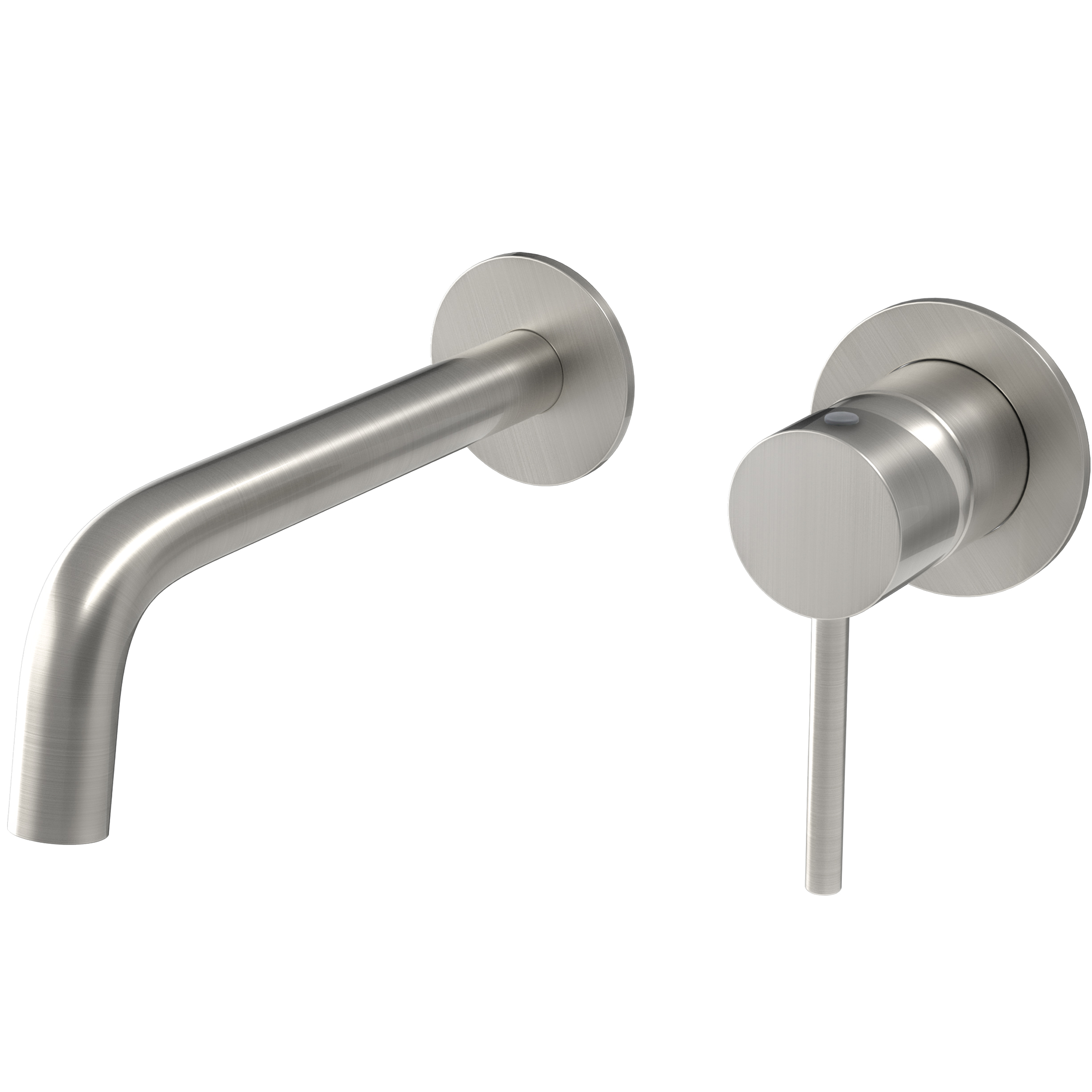 Grifo lavabo empotrado redondo monomando acero cepillado con caño de caño 21cm fino y fijo - Serie Deva