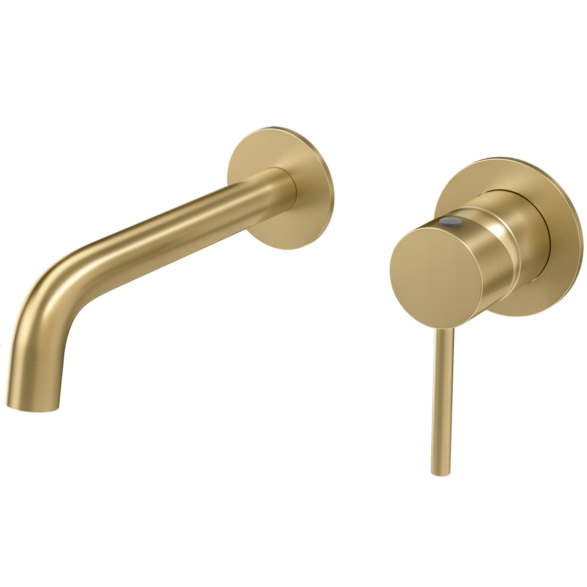 Grifo lavabo empotrado redondo monomando con caño de de 21CM fino y fijo oro mate con protección PVD - Serie Deva