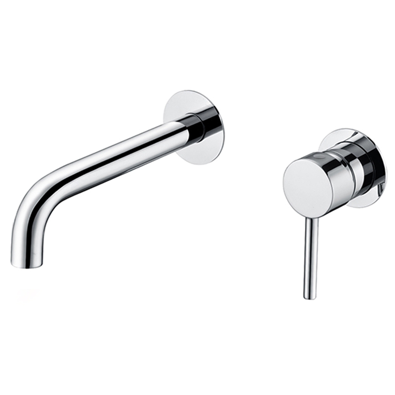 Grifo lavabo empotrado redondo monomando cromado con caño de 21CM fino y fijo - Serie Deva