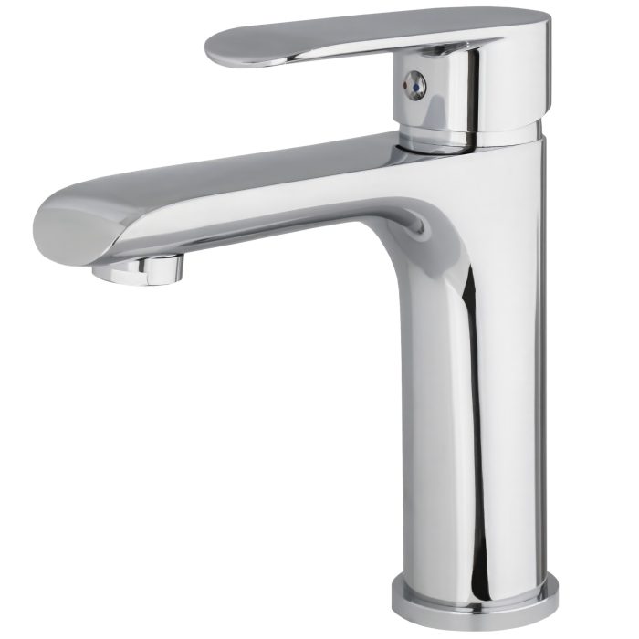 Grifo de lavabo monomando redondo cromado - Serie Turia