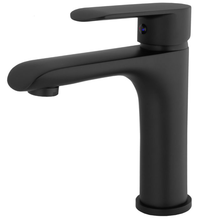 Grifo de lavabo monomando redondo negro mate - Serie Turia