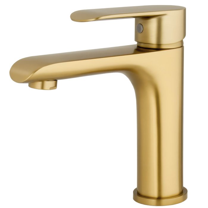 Grifo de lavabo monomando redondo oro mate cepillado Serie Turia
