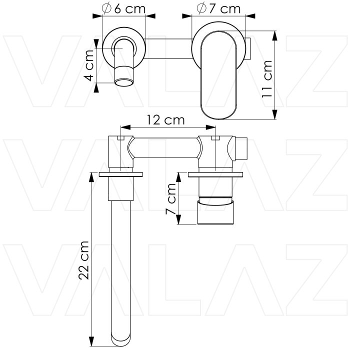 Grifo lavabo empotrado redondo monomando negro mate con caño 21CM - Serie Tuejar - Image 2