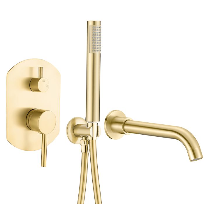 Grifo de bañera monomando ovalada redonda dorado cepillado - Serie Duero