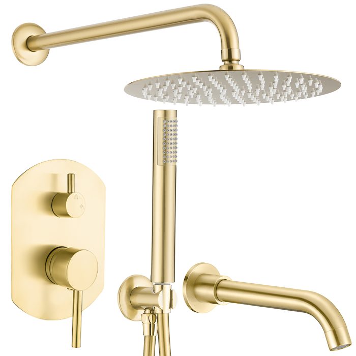 Ducha empotrada de bañera pared ovalada dorado cepillado serie Duero