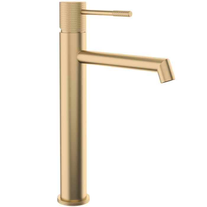 Grifo de lavabo alto para pica monomando caño recto  acabado maneta luxury oro mate con protección PVD - Serie Casares