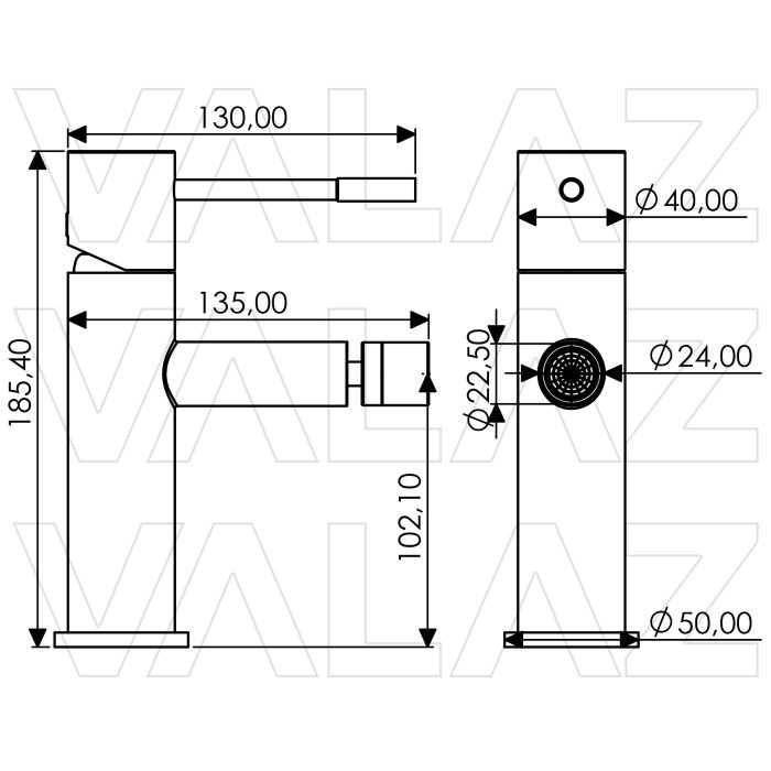 Grifo de bidé monomando caño recto acabado maneta luxury negro mate - Serie Casares - immagine 2