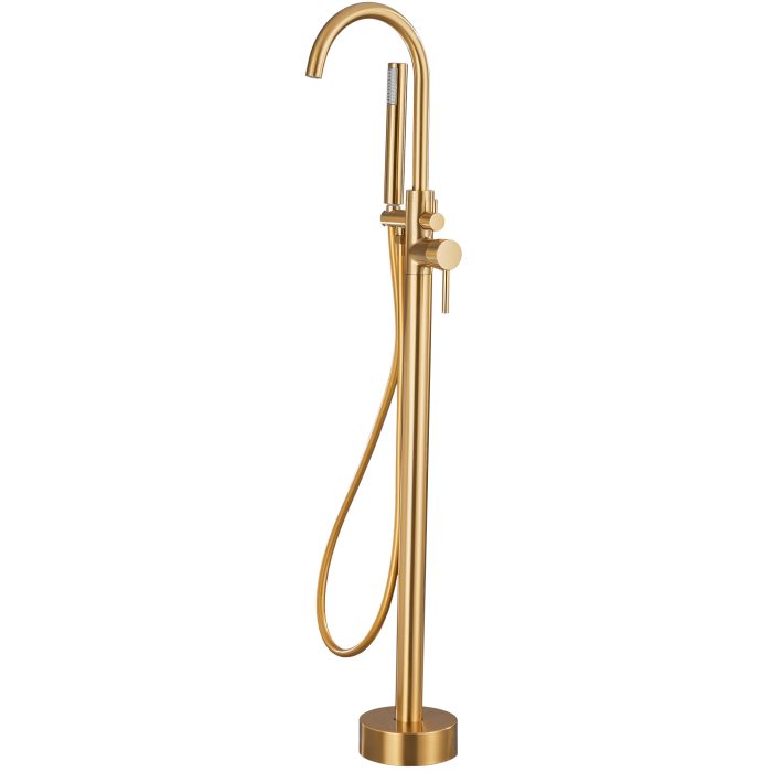 Grifo de bañera exenta redondo oro mate cepillado con protección PVD - Serie Ebro