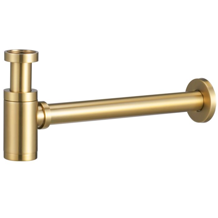 Sifón de lavabo visto redondo oro mate cepillado