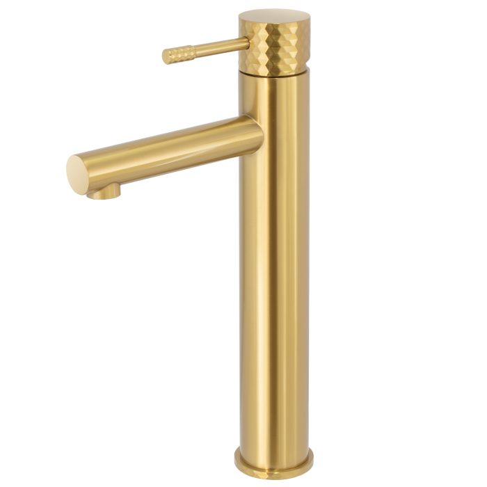 Grifo de lavabo alto monomando acabado maneta luxury dorado cepillado para pica - Serie Birim