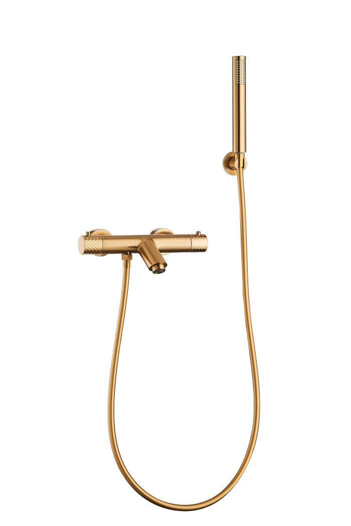 Grifo de ducha/bañera  termostático dorado cepillado maneta luxury serie Birim