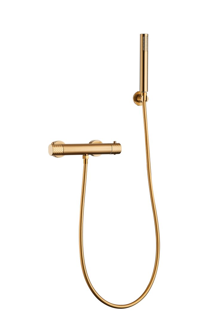 Grifo de ducha termostático dorado cepillado maneta luxury - Serie Birim