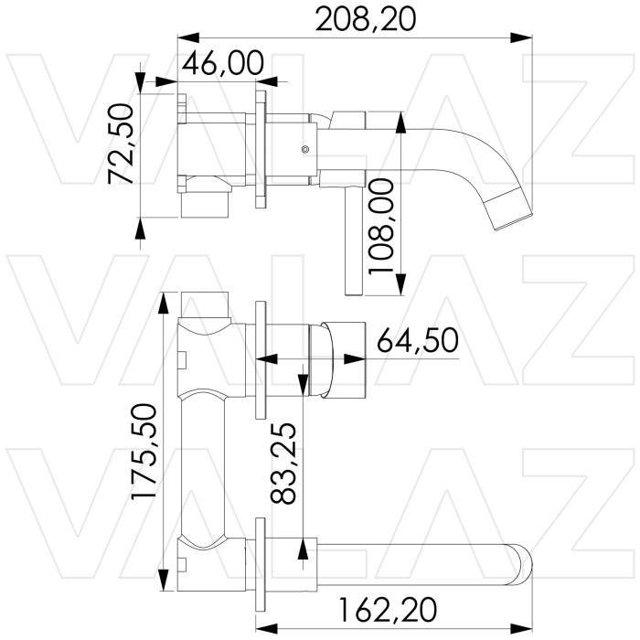 Grifo de lavabo empotrado redondo monomando oro mate con protección PVD caño 15CM - Serie Guadiana - immagine 2