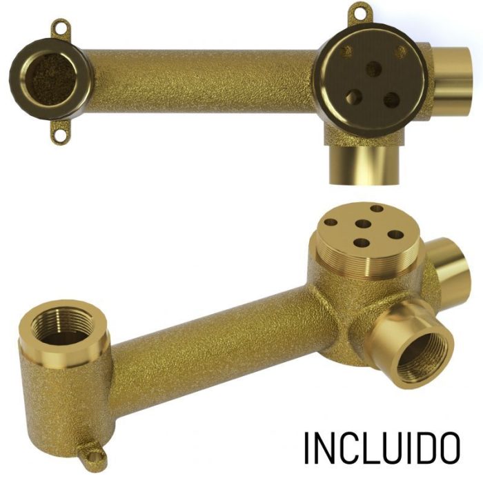 Grifo lavabo empotrado redondo monomando oro mate con protección PVD con maneta luxury y caño de 21cm - Serie Torina - immagine 3
