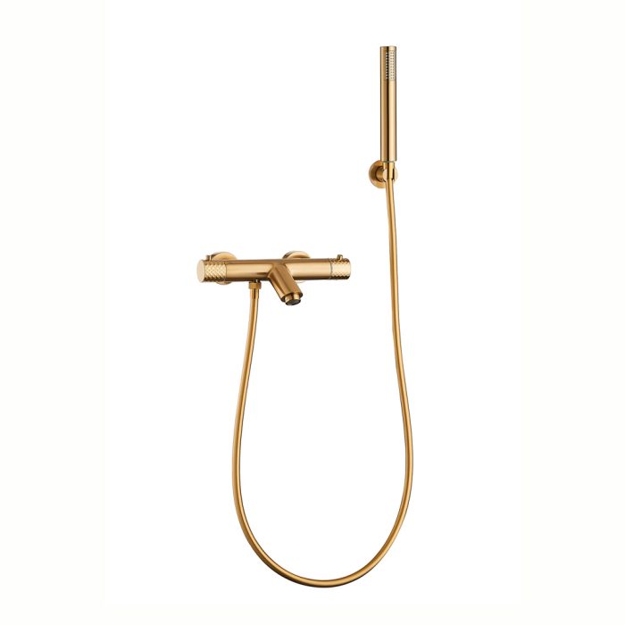 Grifo de ducha/bañera termostático dorado cepillado maneta luxury - Serie Birim