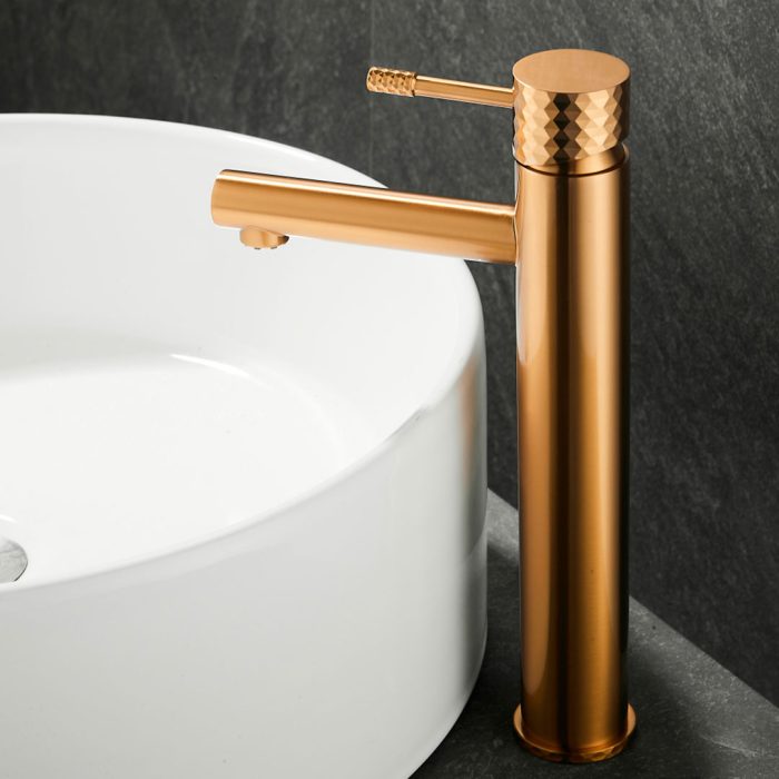 Grifo de lavabo alto monomando acabado maneta luxury dorado cepillado para pica - Serie Birim - Imagen 3