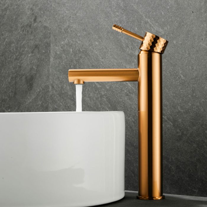 Grifo de lavabo alto monomando acabado maneta luxury dorado cepillado para pica - Serie Birim - Imagen 4
