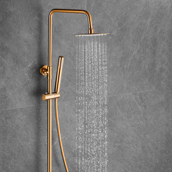Barra de ducha termostática redonda ajustable hasta 120CM dorado cepillado - Serie Birim - Imagen 3