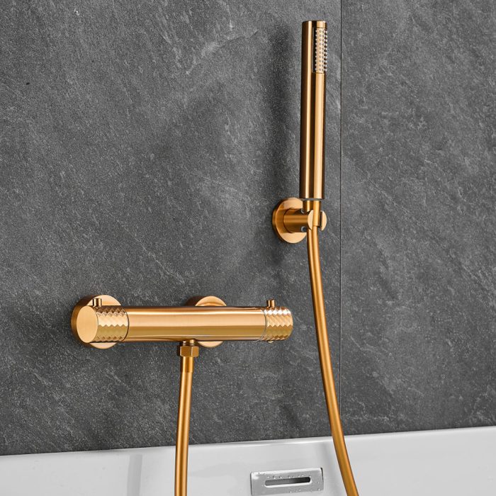 Grifo de ducha termostático dorado cepillado maneta luxury - Serie Birim - Image 3