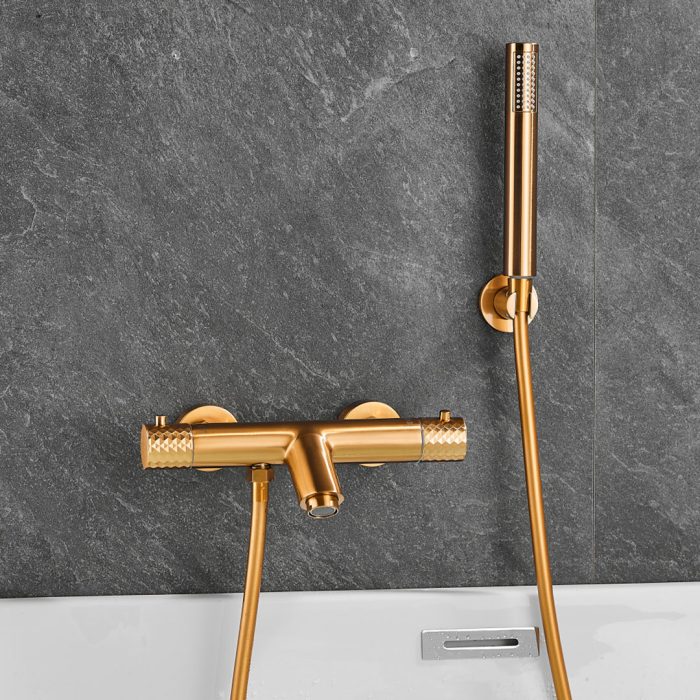 Grifo de ducha/bañera termostático dorado cepillado maneta luxury - Serie Birim - immagine 3